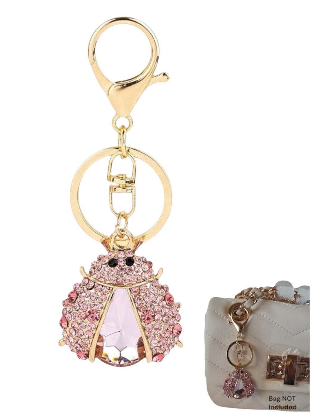 Ladybug Bag Charm Rhinestone Crystal Keychain 1PC - Picture 6 of 7